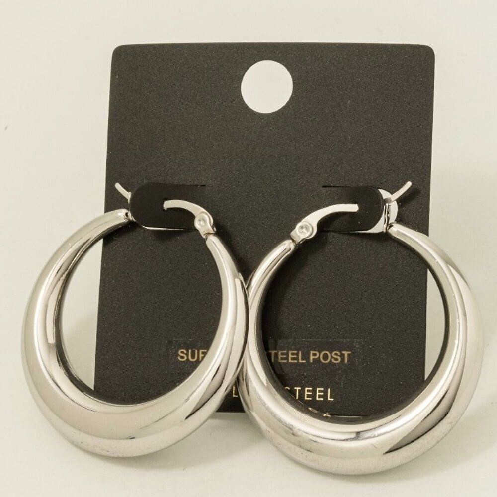 STAINLESS STEEL LARGE HOOP EARRINGS